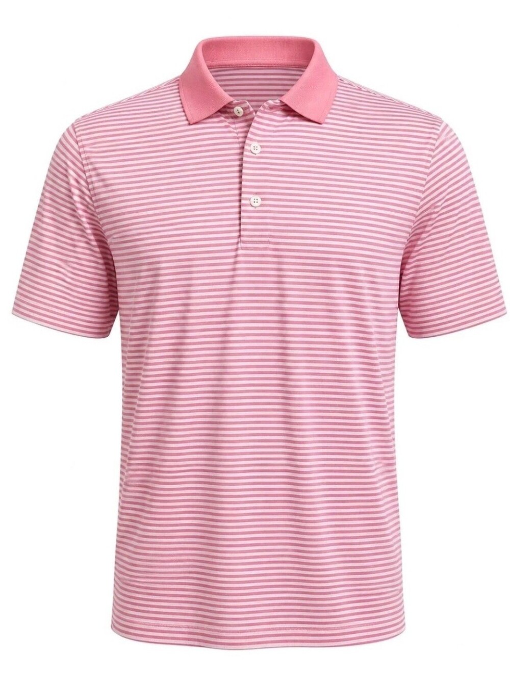 Peter Millar Polo Shirt Mens Medium Pink White Striped Performance Golf Rugby